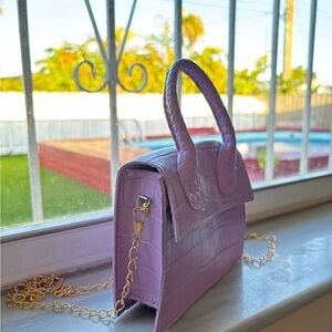 Elegant Purple Croc-Embossed Handbag